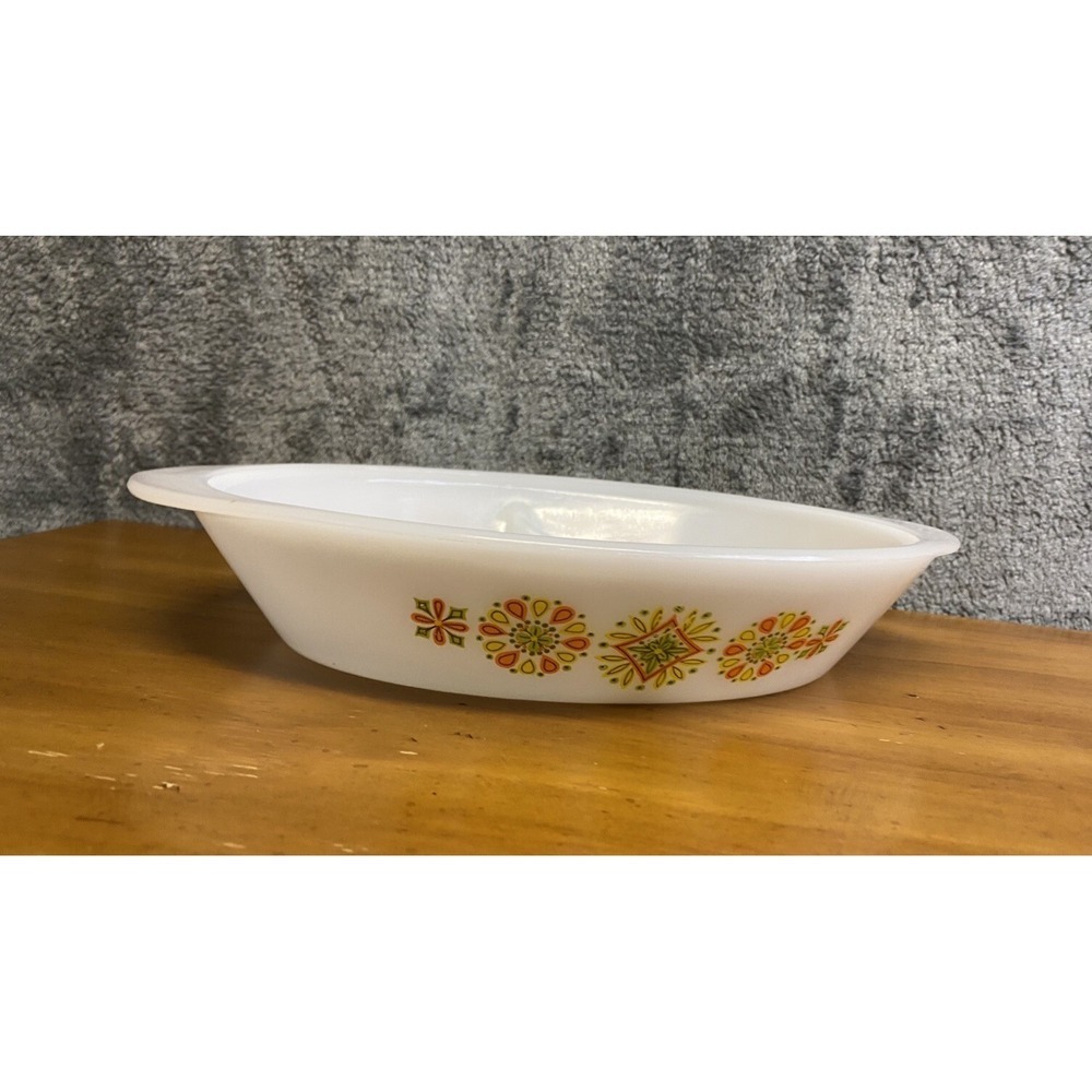 Vintage Oven Ware Milk Glass Divided Serving Dish